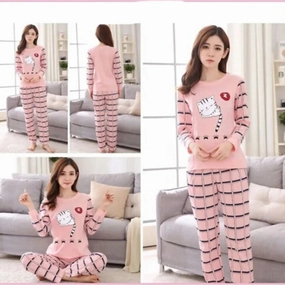 Kawaii Cartoon Ladies Pyjamas Set for Cozy Nightwear