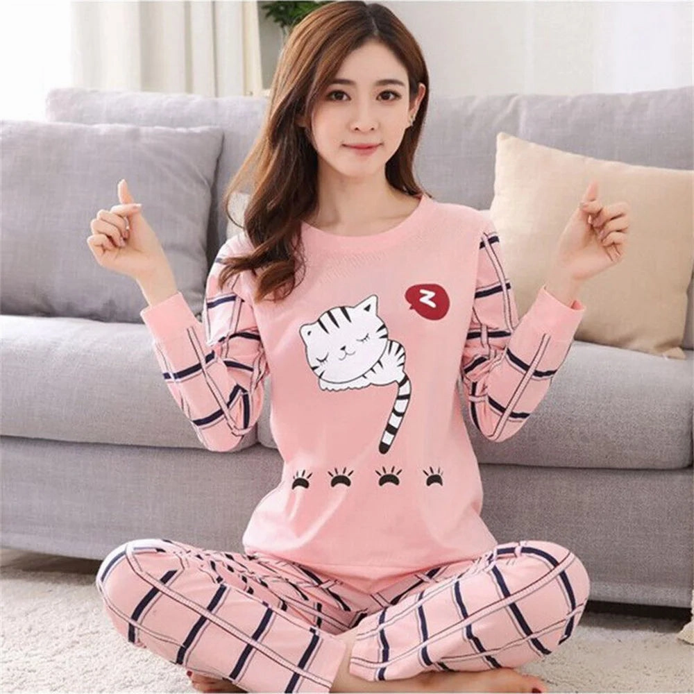 Kawaii Cartoon Ladies Pyjamas Set for Cozy Nightwear