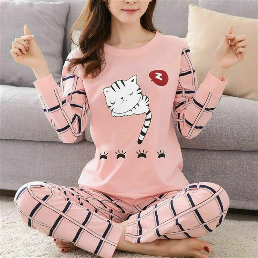 Kawaii Cartoon Ladies Pyjamas Set for Cozy Nightwear