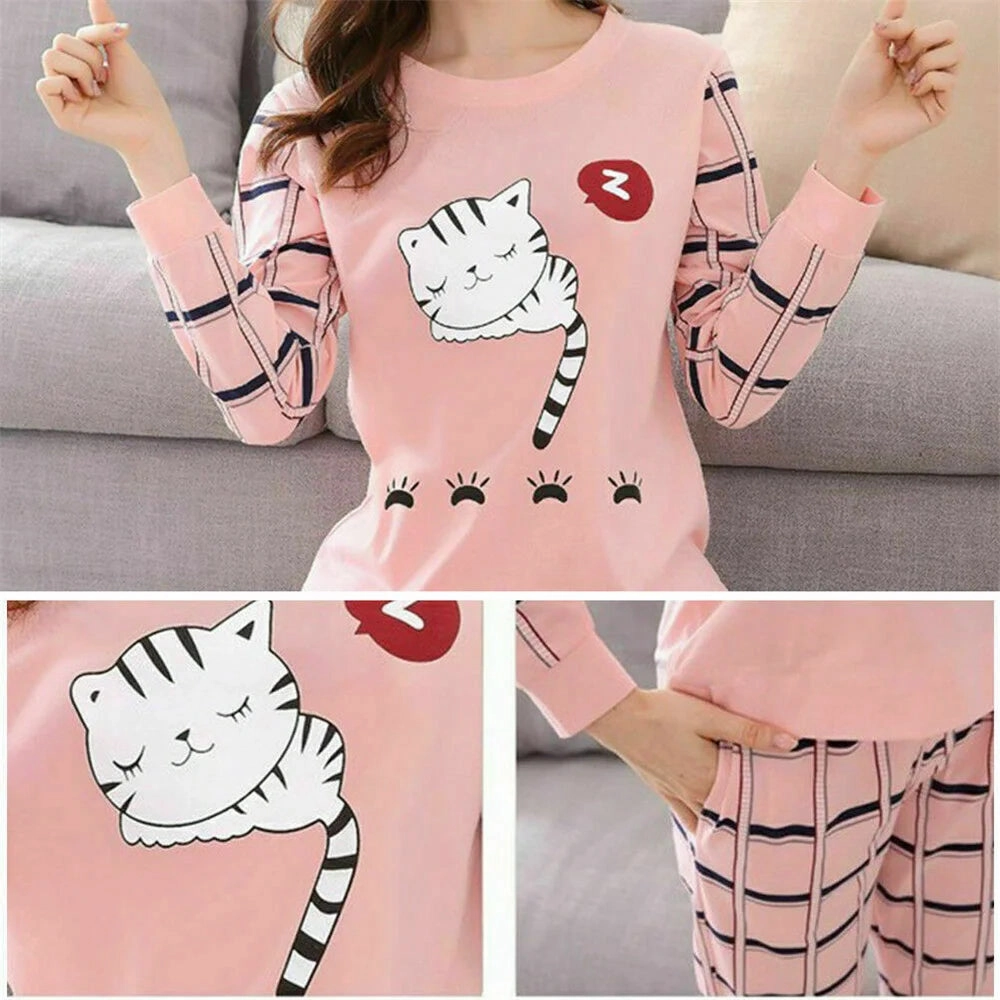 Kawaii Cartoon Ladies Pyjamas Set for Cozy Nightwear