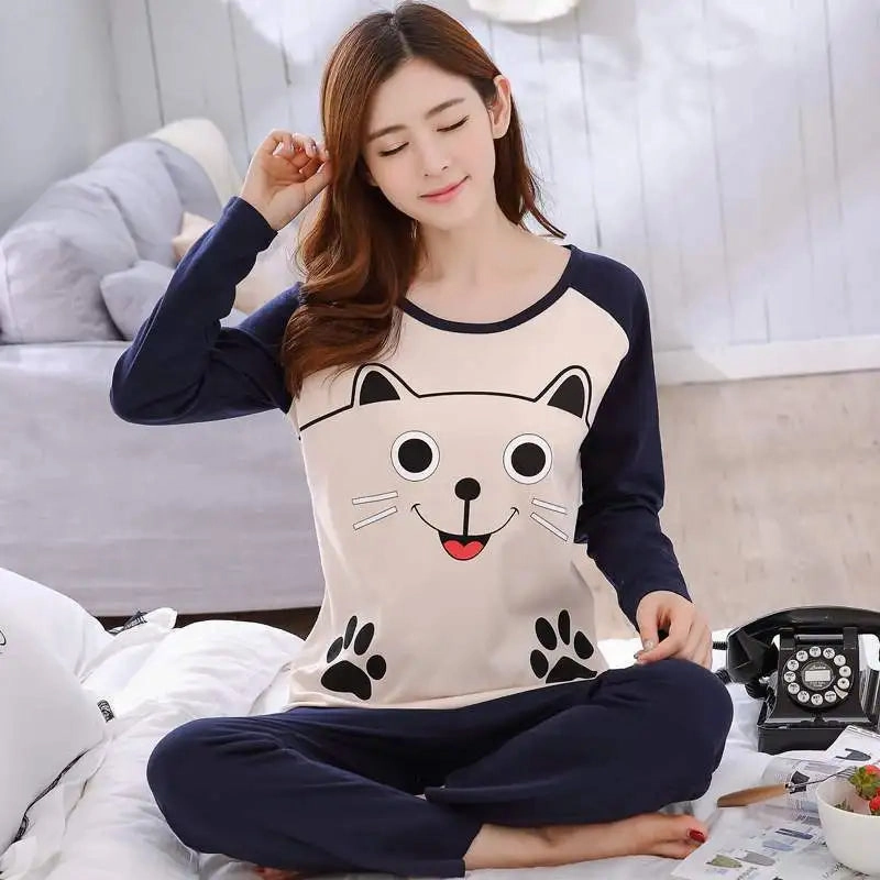 Kawaii Cartoon Ladies Pyjamas Set for Cozy Nightwear