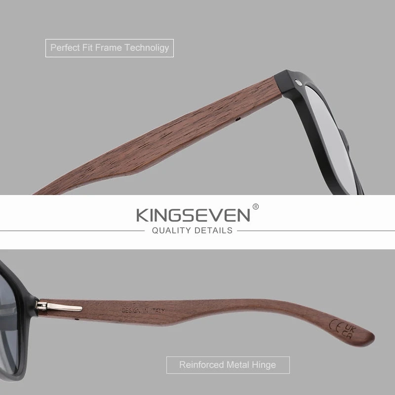 KINGSEVEN Wooden Sunglasses Polarized UV400 Cat Eye Frames