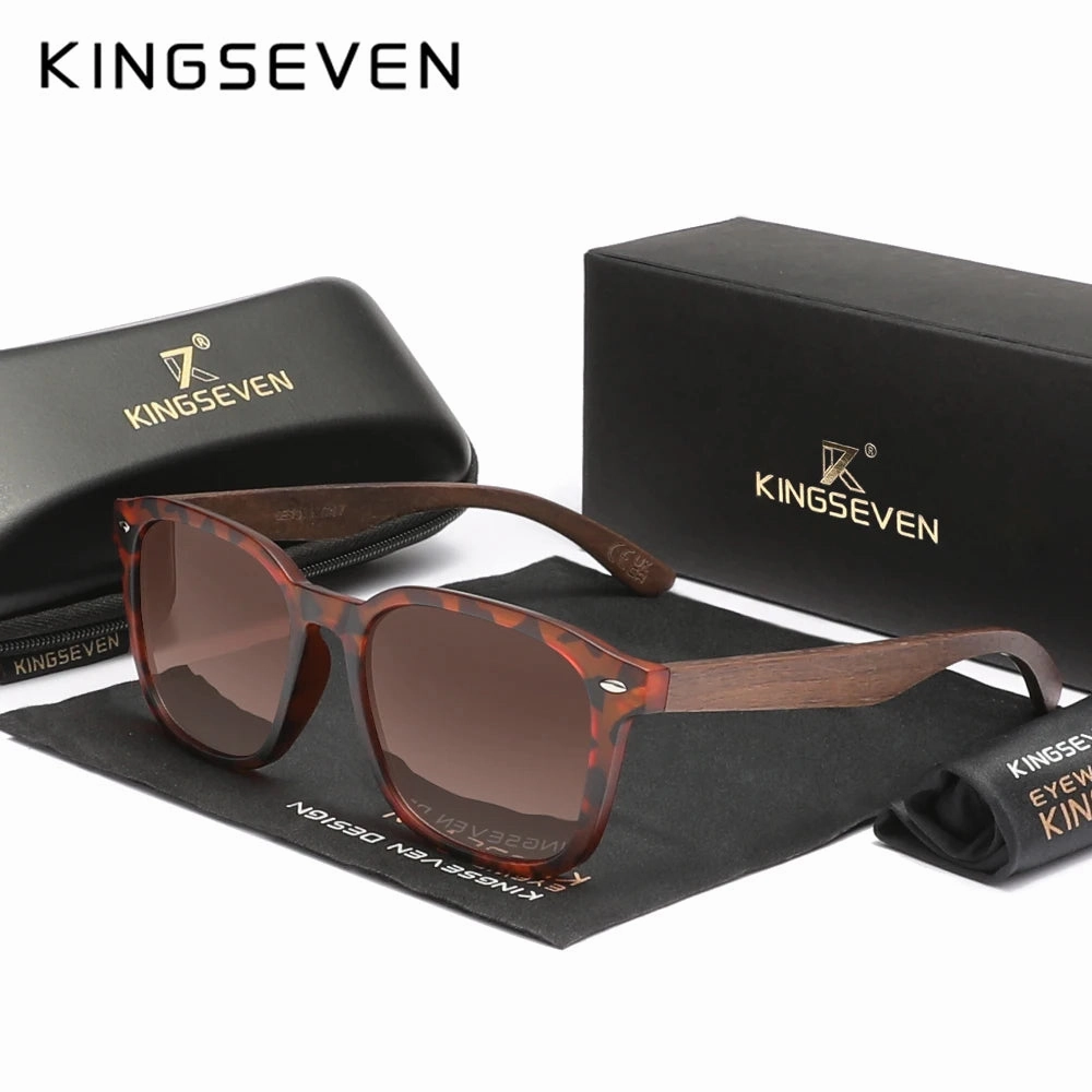 KINGSEVEN Wooden Sunglasses Polarized UV400 Cat Eye Frames