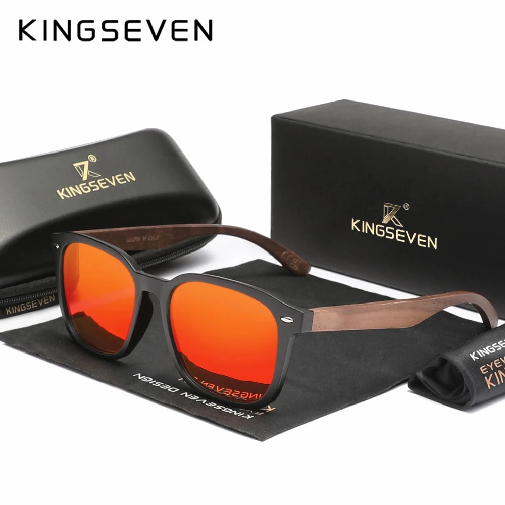 KINGSEVEN Wooden Sunglasses Polarized UV400 Cat Eye Frames