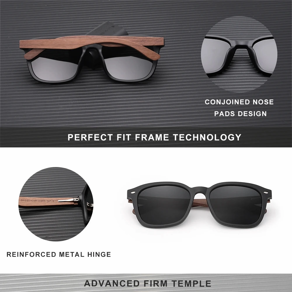 KINGSEVEN Wooden Sunglasses Polarized UV400 Cat Eye Frames