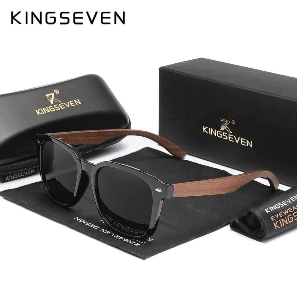 KINGSEVEN Wooden Sunglasses Polarized UV400 Cat Eye Frames