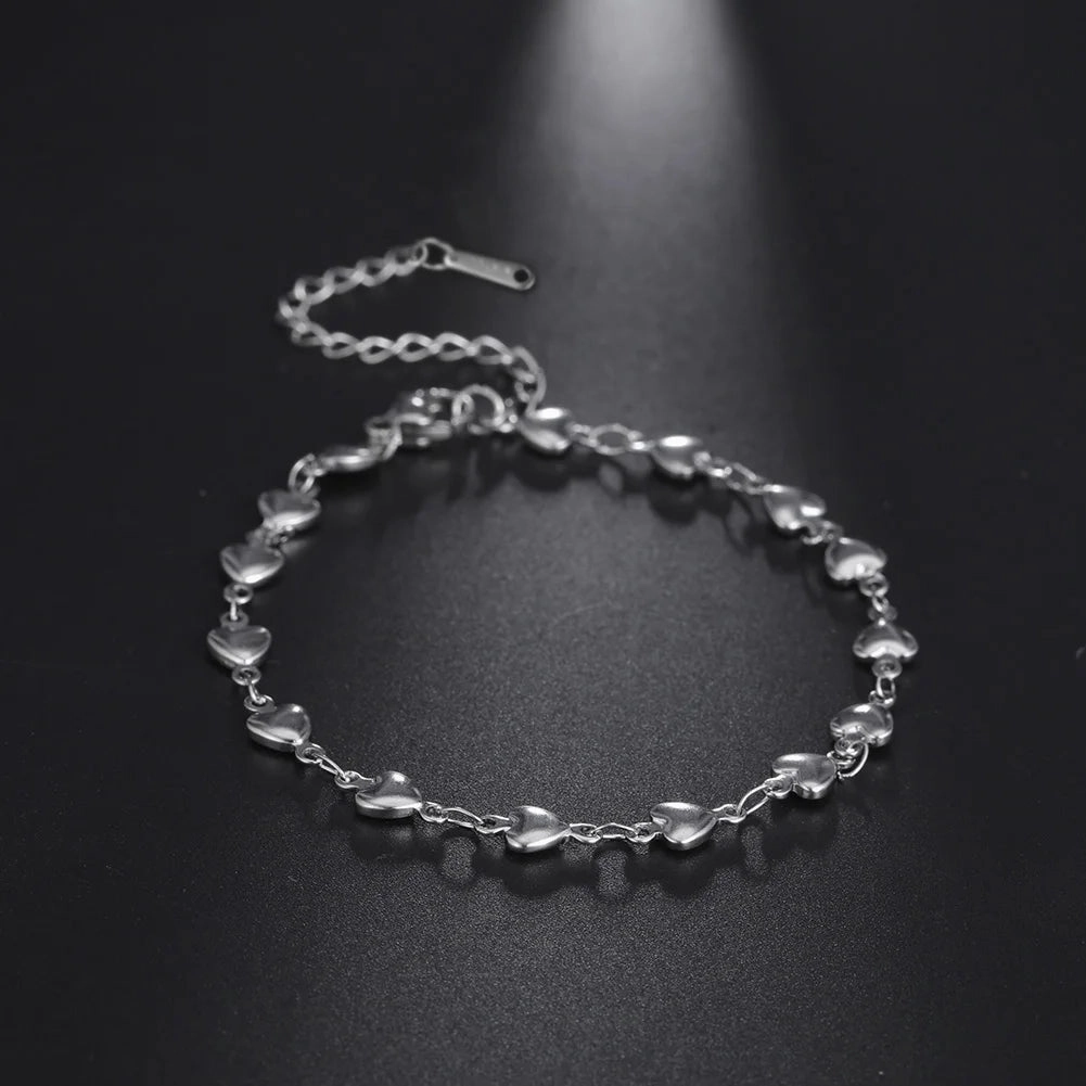 Kkjoy Fashion Stainless Steel Silver Color Bracelets Cuff Love Chains Bangle Jewelry Gifts