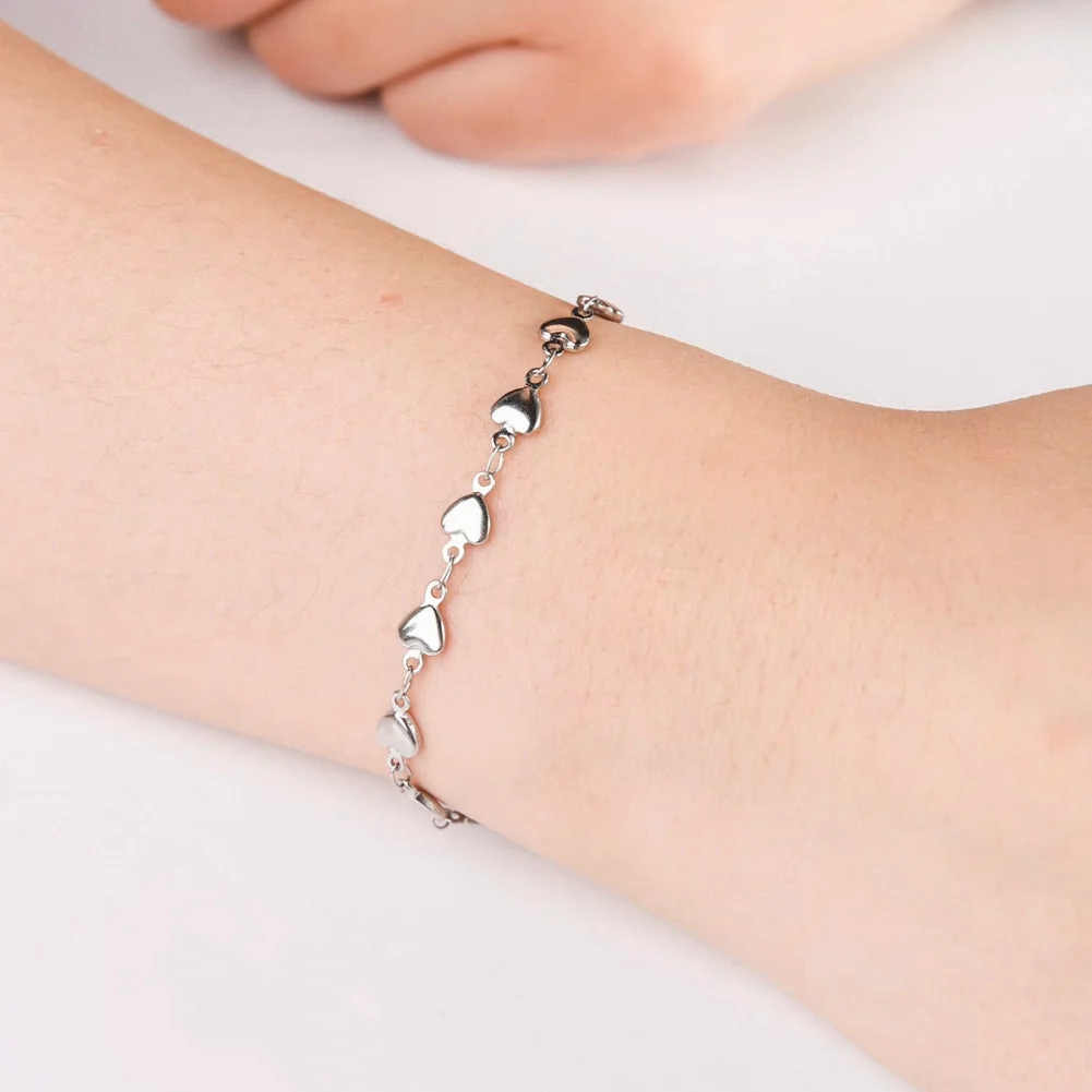 Kkjoy Fashion Stainless Steel Silver Color Bracelets Cuff Love Chains Bangle Jewelry Gifts