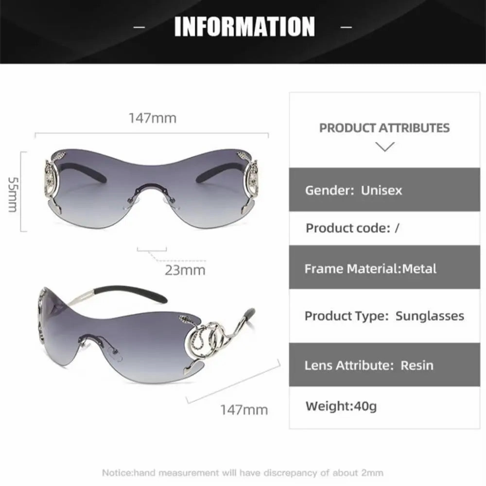 KLASSNUM Y2k Rimless Sunglasses Women Stylish Gradient Lens