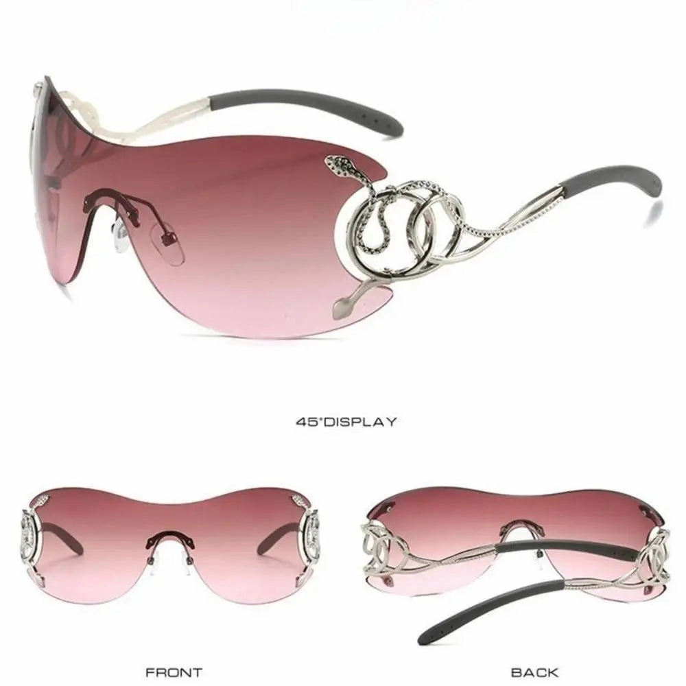 KLASSNUM Y2k Rimless Sunglasses Women Stylish Gradient Lens