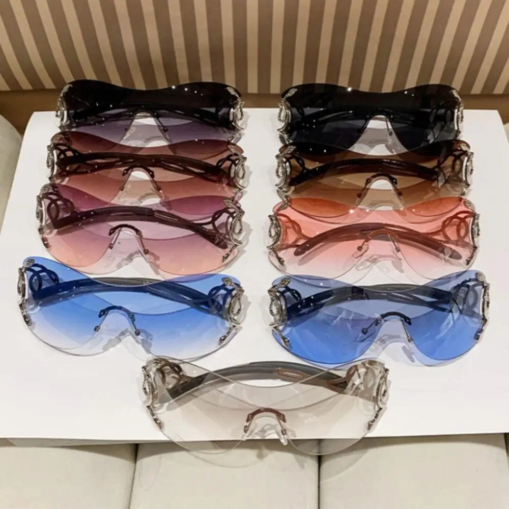 KLASSNUM Y2k Rimless Sunglasses Women Stylish Gradient Lens