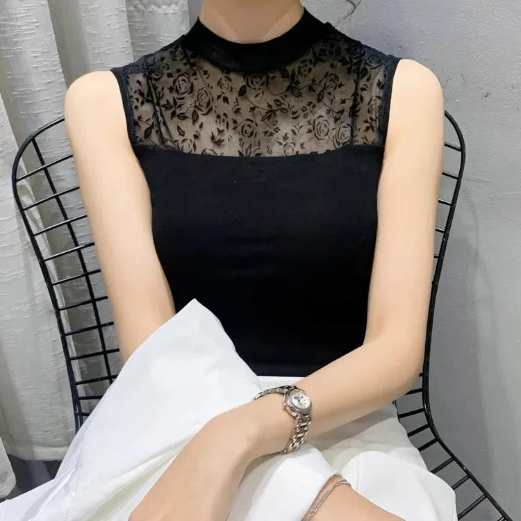 Korean Fashion Casual Mesh Tank Tops For Women Summer Style