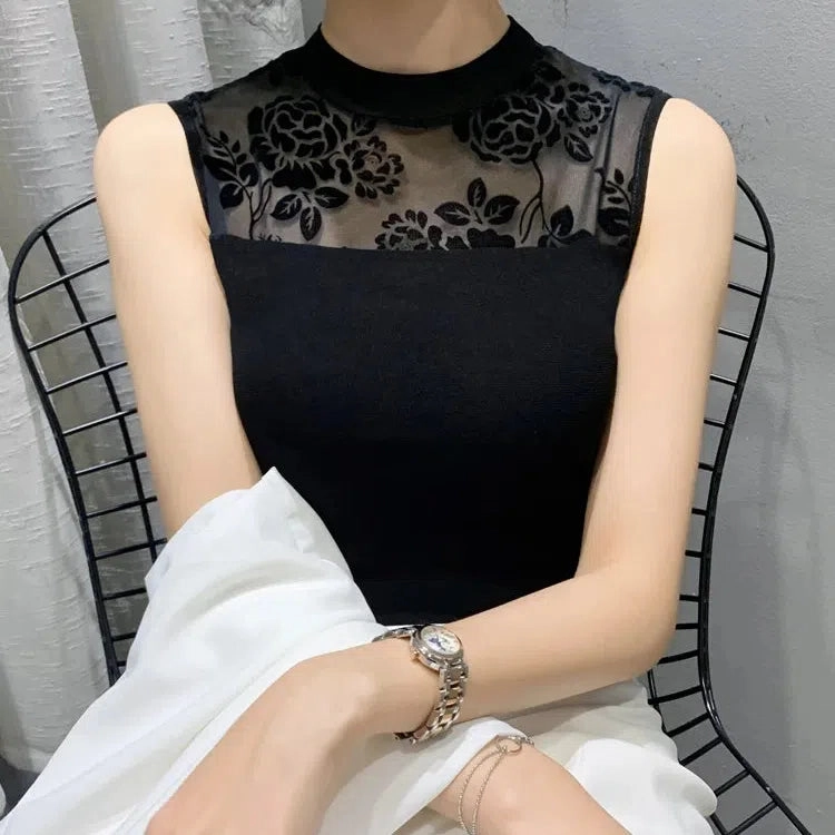 Korean Fashion Casual Mesh Tank Tops For Women Summer Style