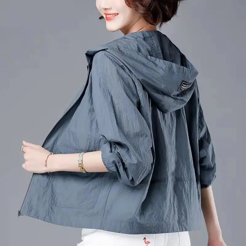 Korean Fashion New Summer Casaco Feminino Hooded Jacket