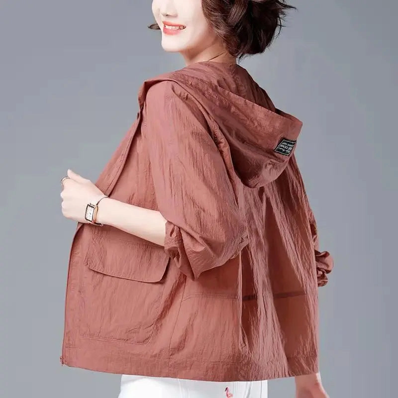Korean Fashion New Summer Casaco Feminino Hooded Jacket