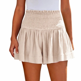 Ladies Large High Waist Casual Soft Breathable Wide Leg Shorts