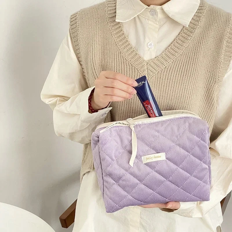 Large Capacity Women's Cosmetic Bag with Zipper for Travel