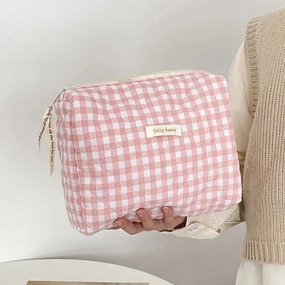Large Capacity Women's Cosmetic Bag with Zipper for Travel