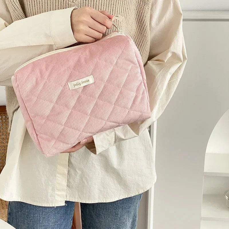 Large Capacity Women's Cosmetic Bag with Zipper for Travel