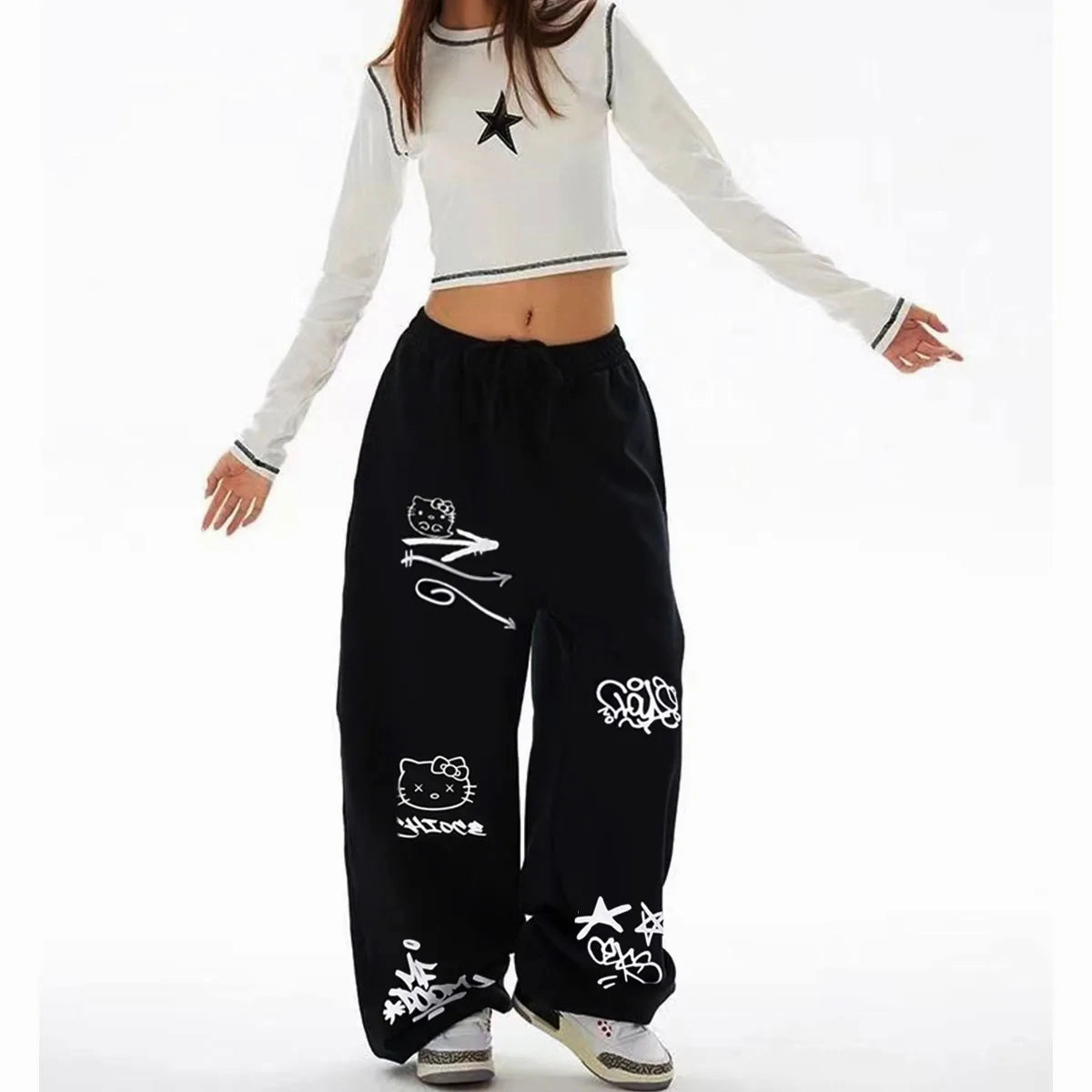 Large Dopamine Rose Red Wide Leg Sports Pants for Women in Summer Thin Loose Fit Casual Style
