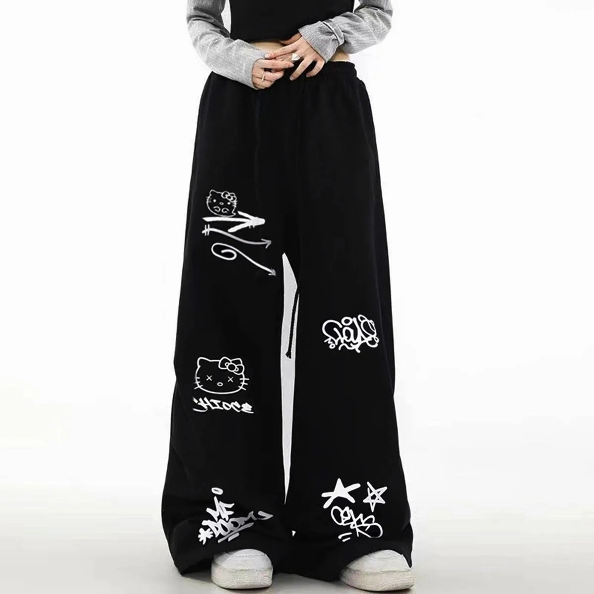 Large Dopamine Rose Red Wide Leg Sports Pants for Women in Summer Thin Loose Fit Casual Style