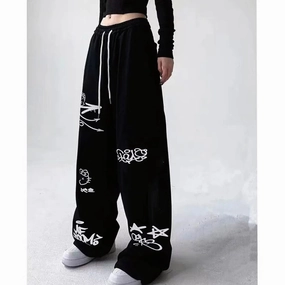 Large Dopamine Rose Red Wide Leg Sports Pants for Women in Summer Thin Loose Fit Casual Style