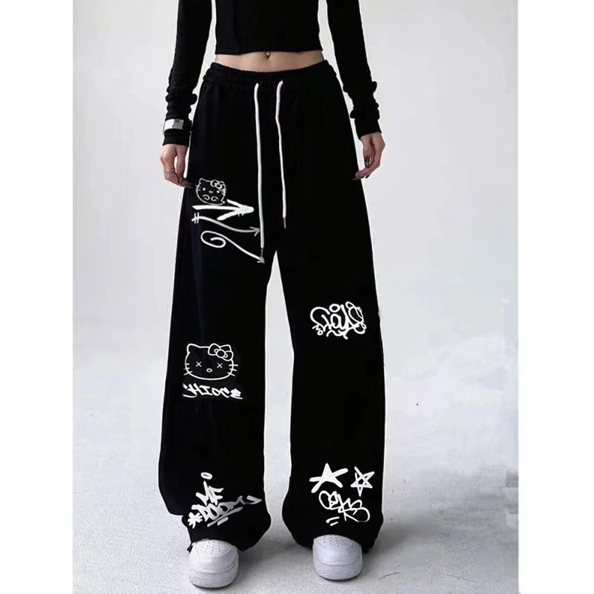 Large Dopamine Rose Red Wide Leg Sports Pants for Women in Summer Thin Loose Fit Casual Style