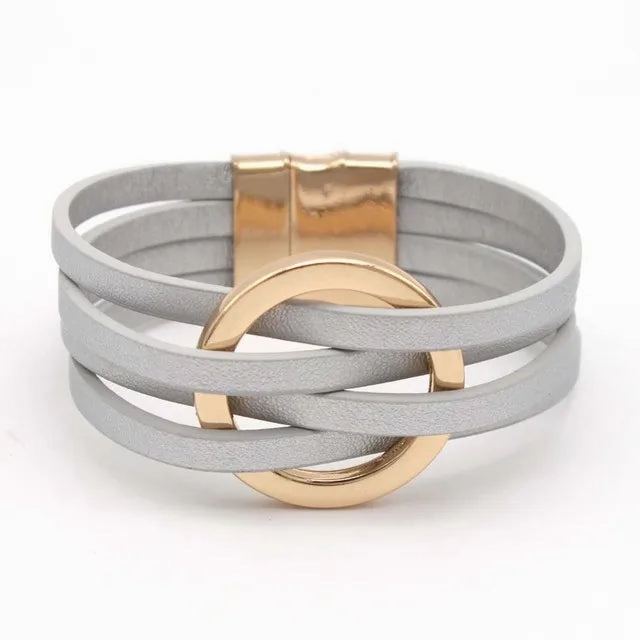 Leather Bracelets For Women Fashion Multilayer Wrap Jewelry