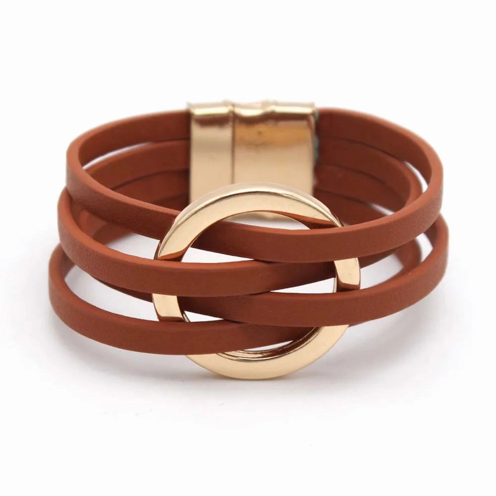 Leather Bracelets For Women Fashion Multilayer Wrap Jewelry