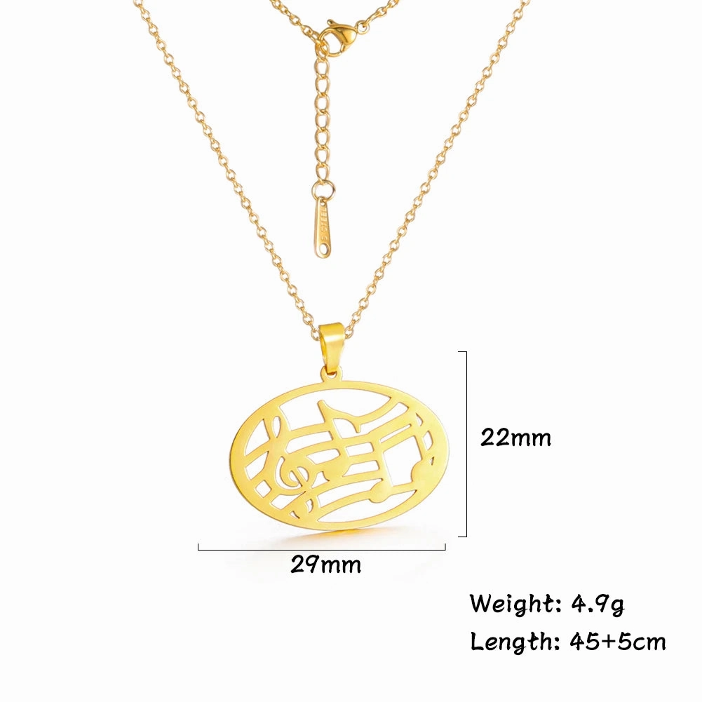 Lemegeton Stainless Steel Music Necklace Pendant for Women