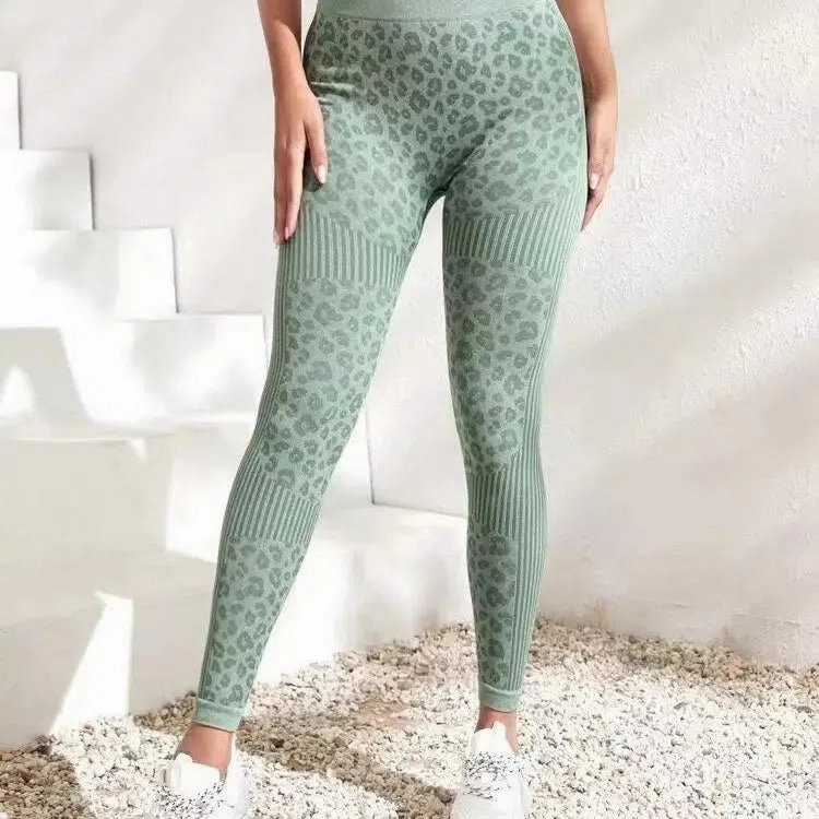Leopard Seamless Leggings Women High Waist Lifting Hip Fitness Pants
