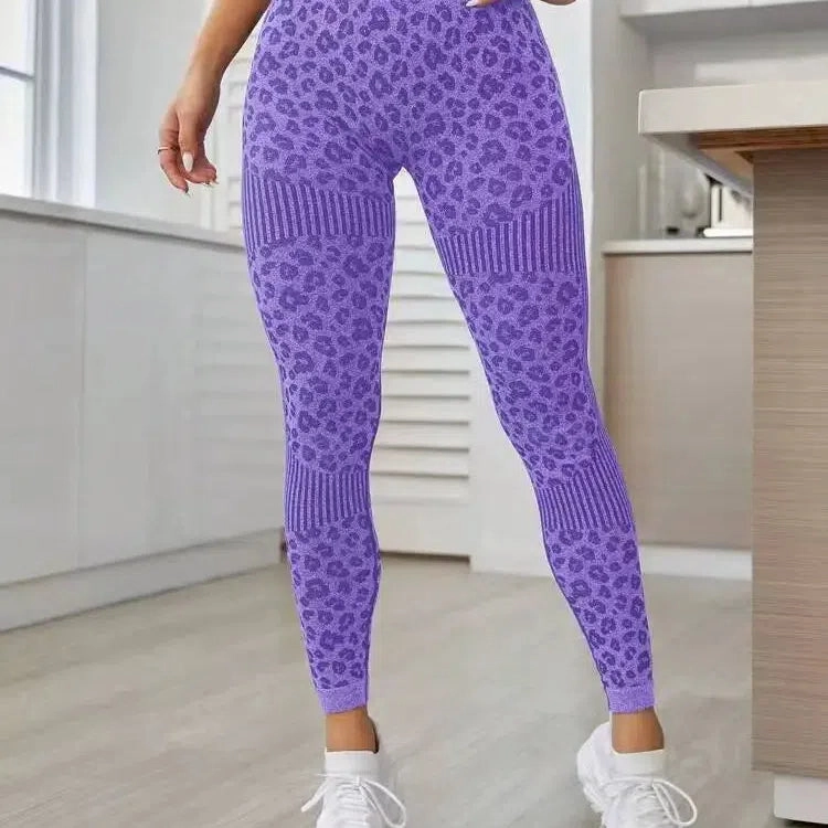 Leopard Seamless Leggings Women High Waist Lifting Hip Fitness Pants