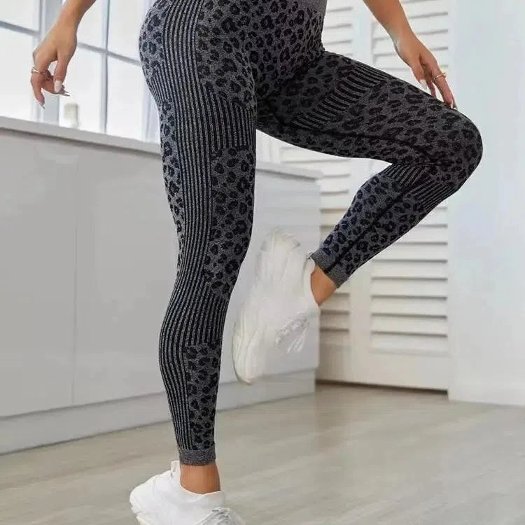 Leopard Seamless Leggings Women High Waist Lifting Hip Fitness Pants