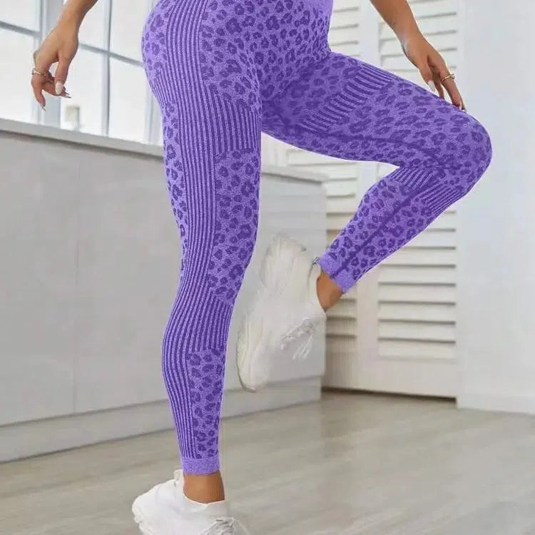 Leopard Seamless Leggings Women High Waist Lifting Hip Fitness Pants