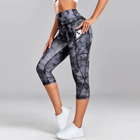 Leopard Yoga Pants Women Capris with Pocket for Fitness