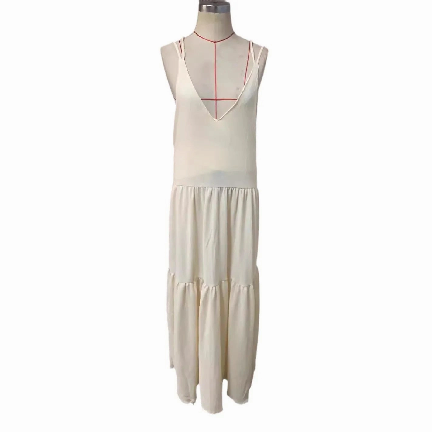 Loose Fit Long A-line Maxi Dress V Neck Backless Resort Wear for Stylish Women