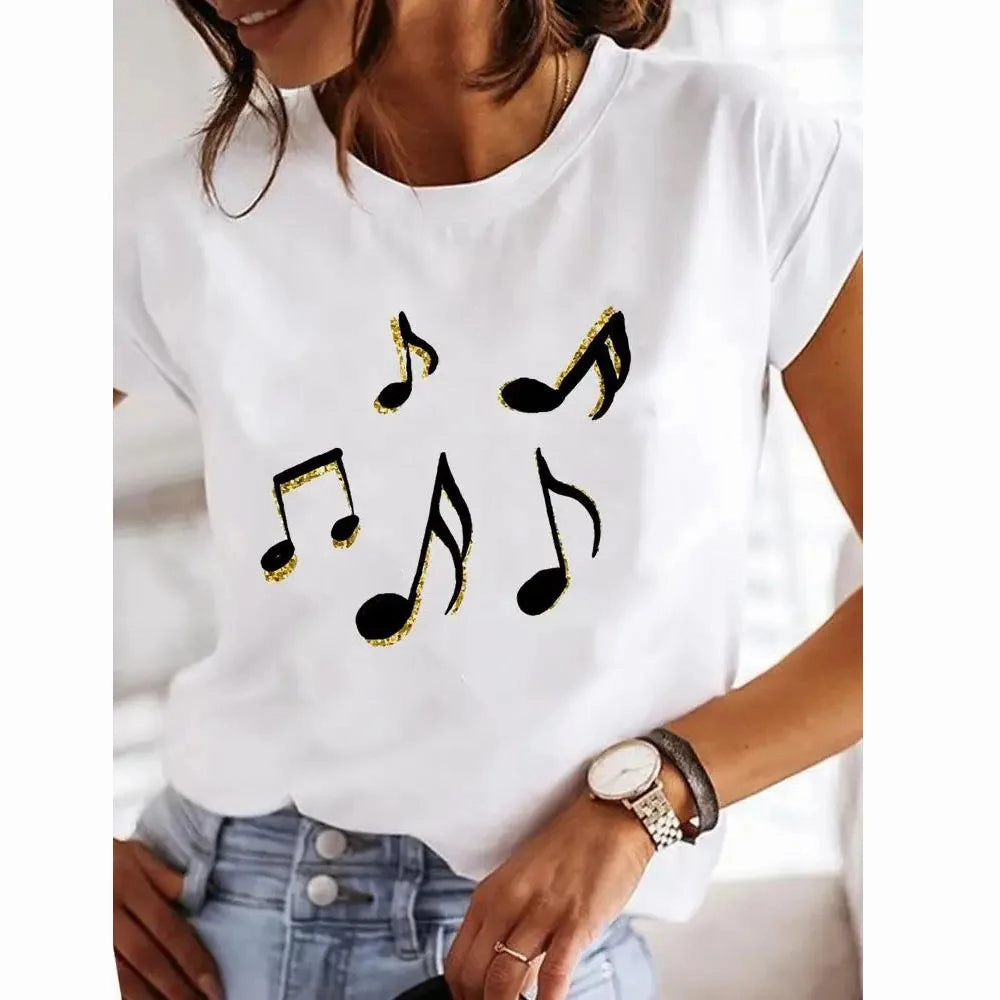 Love Heart Print Women Summer T Shirt Casual O Neck Tee for Girls 90s Y2K Fashion Short Sleeve Top