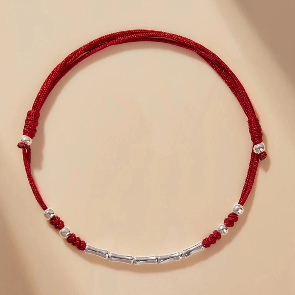 Lucky Bamboo Handmade Braided Red String Bracelet for Protection Adjustable Gift for Couples and Friends