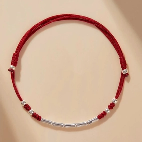 Lucky Bamboo Handmade Braided Red String Bracelet for Protection Adjustable Gift for Couples and Friends