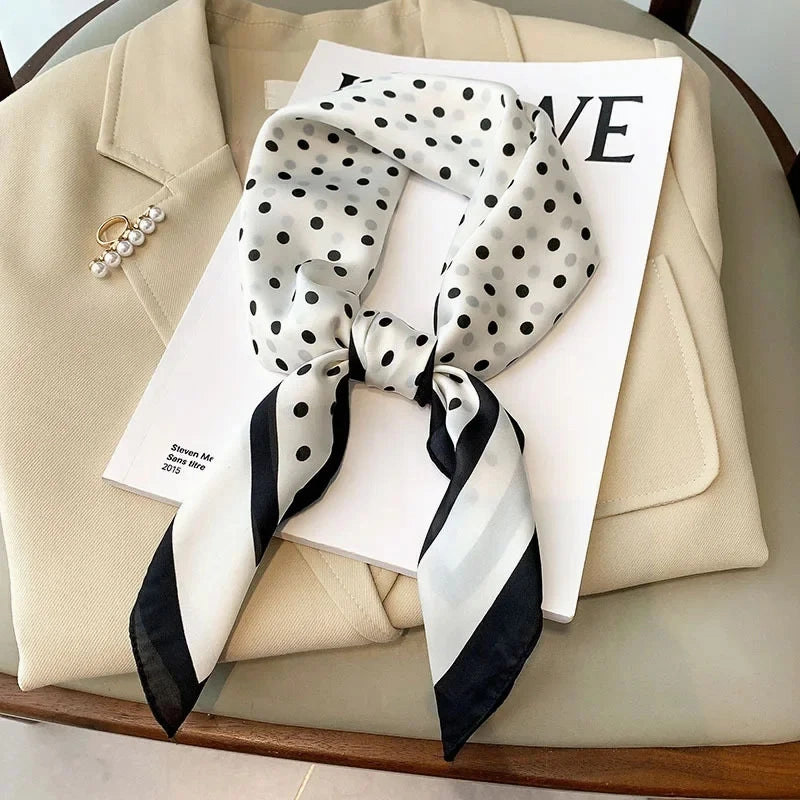 Luxury Design Print Silk Square Scarf Women Soft Satin Horse Hairband Neckerchief Office Hijab Headband Foulard Bag Ribbons Gift