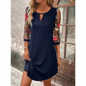 Luxury Dress Women's Perspective Mid Sleeve Printed Mini Skirt Summer Party Dress