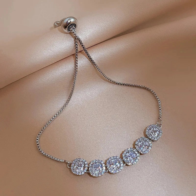 Luxury Elegant Gold Zircon Bracelets for Women Adjustable