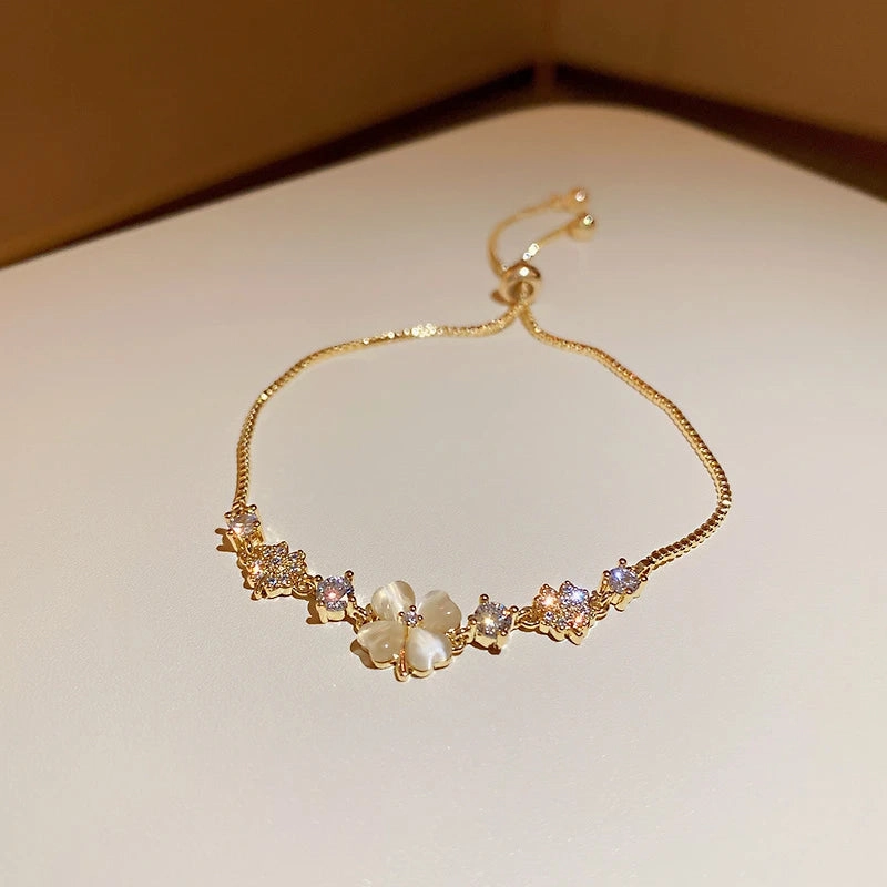 Luxury Elegant Gold Zircon Bracelets for Women Adjustable
