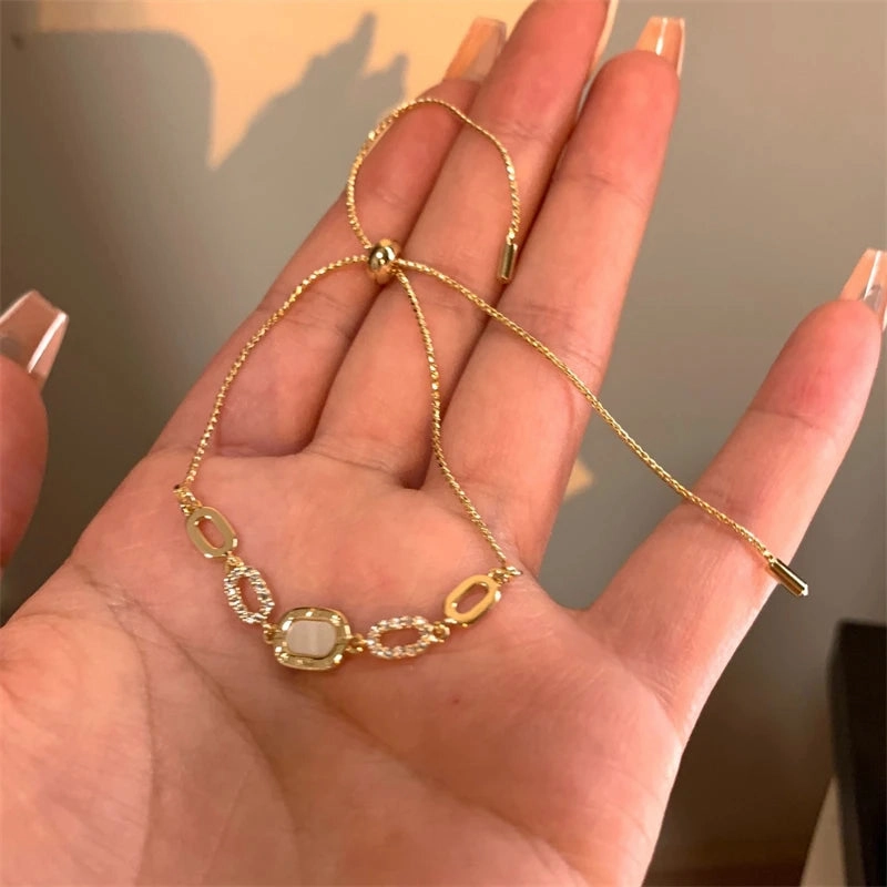 Luxury Elegant Gold Zircon Bracelets for Women Adjustable