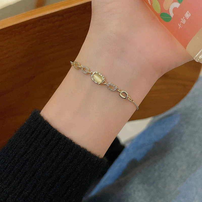 Luxury Elegant Gold Zircon Bracelets for Women Adjustable