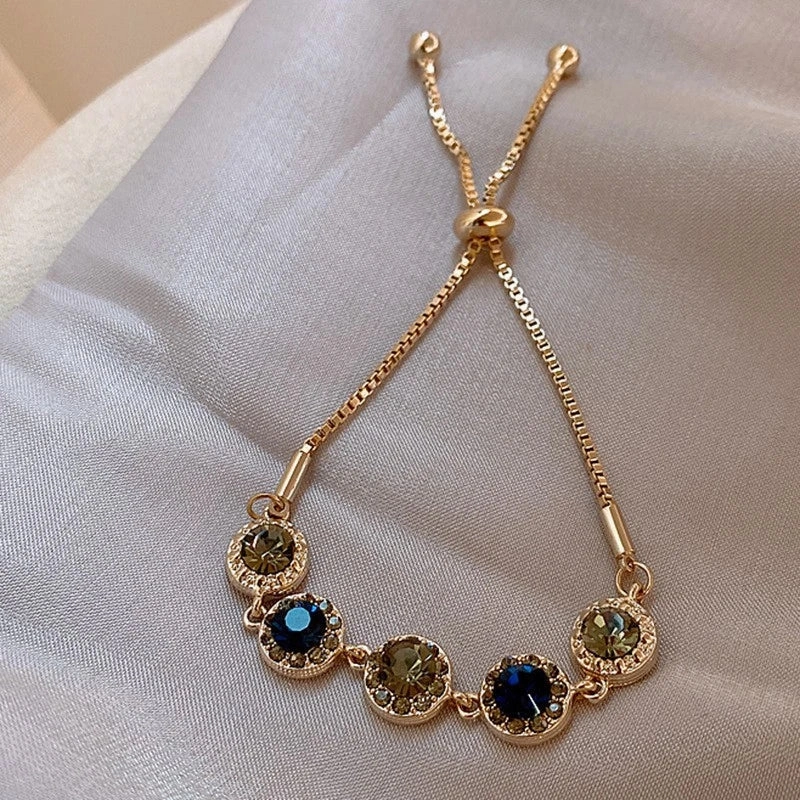 Luxury Elegant Gold Zircon Bracelets for Women Adjustable