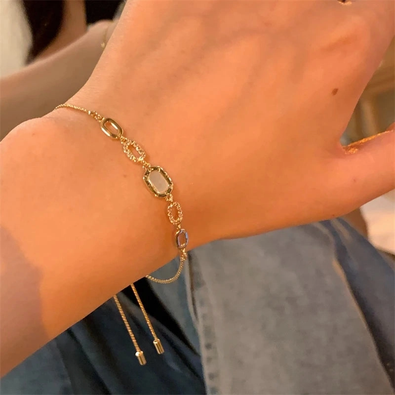 Luxury Elegant Gold Zircon Bracelets for Women Adjustable