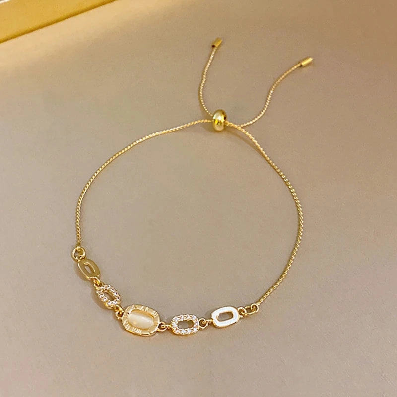 Luxury Elegant Gold Zircon Bracelets for Women Adjustable