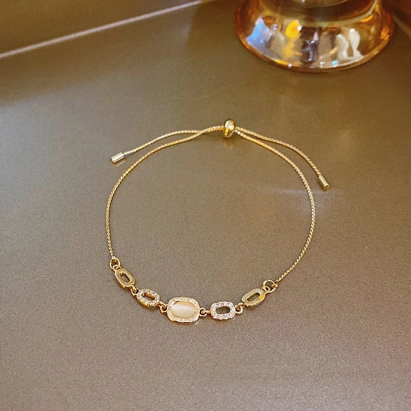 Luxury Elegant Gold Zircon Bracelets for Women Adjustable