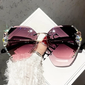 Luxury Rimless Rhinestone Sunglasses for Women and Men